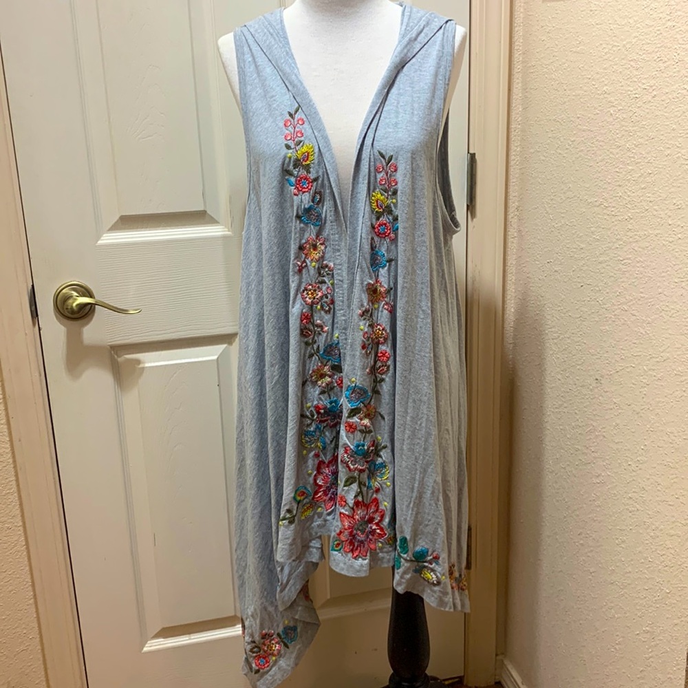 Johnny Was JW Los Angeles Joy Love Light hooded high low cardigan size 1X